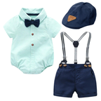 Ensemble Costume Bébé Garçon avec Bretelles, Nœud Papillon et Béret
