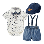 Ensemble Costume Bébé Garçon avec Bretelles, Nœud Papillon et Béret