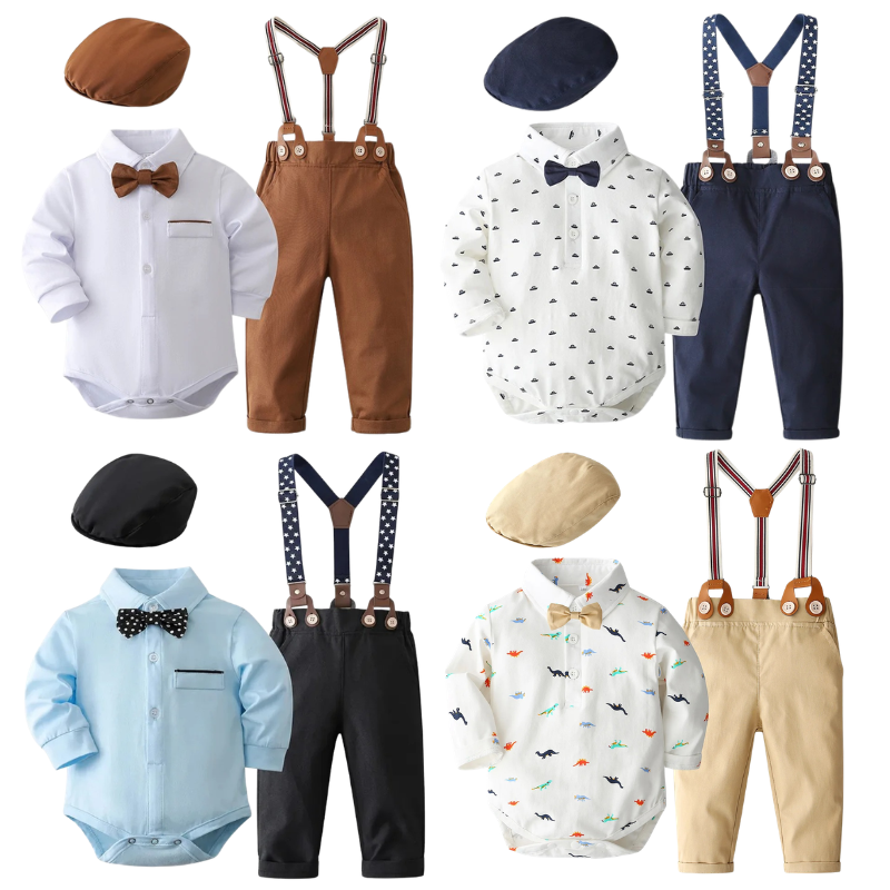 Ensemble Costume Bébé Gentleman avec Body à Manches Longues