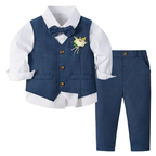 Ensemble Costume Garçon avec Gilet, Pantalon, Chemise et Nœud Papillon – Tenue de Cérémonie