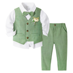Ensemble Costume Garçon avec Gilet, Pantalon, Chemise et Nœud Papillon – Tenue de Cérémonie