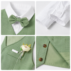 Ensemble Costume Garçon avec Gilet, Pantalon, Chemise et Nœud Papillon – Tenue de Cérémonie