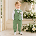 Ensemble Costume Garçon avec Gilet, Pantalon, Chemise et Nœud Papillon – Tenue de Cérémonie