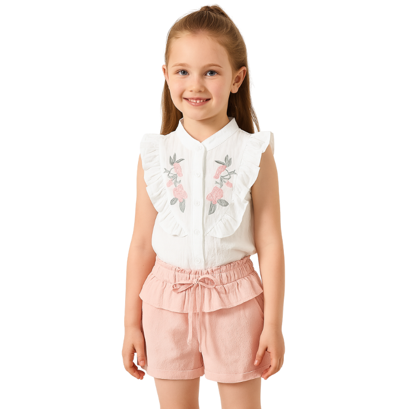 Ensemble Fille Brodé – Style Charmant pour les Filles de 3 à 7 Ans
