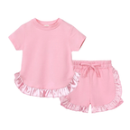 Ensemble Fille T-shirt et Short à Volants – 2 Pièces
