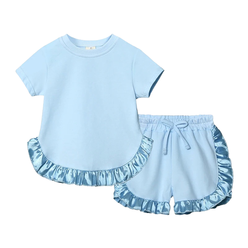 Ensemble Fille T-shirt et Short à Volants – 2 Pièces