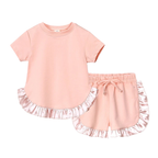 Ensemble Fille T-shirt et Short à Volants – 2 Pièces