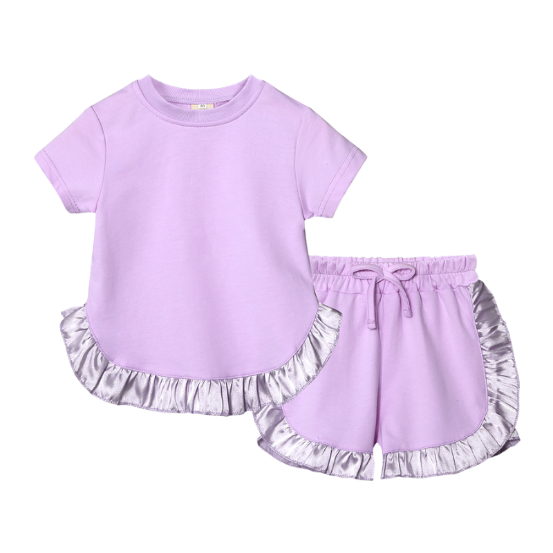 Ensemble Fille T-shirt et Short à Volants – 2 Pièces