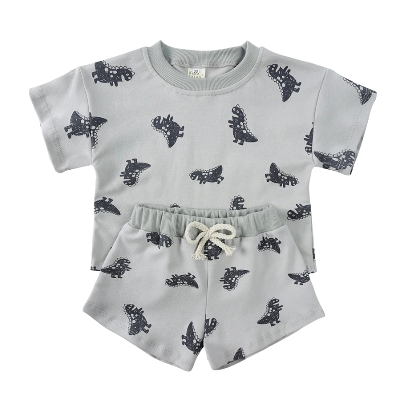 Ensemble T-shirt et Short Garçon Imprimé en Coton – Été