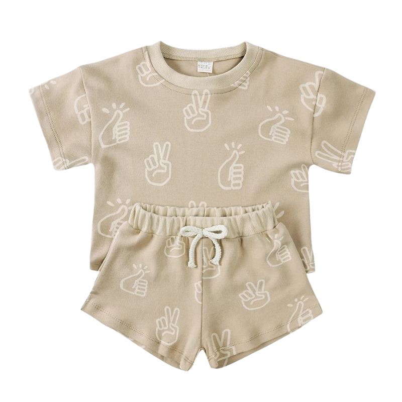 Ensemble T-shirt et Short Garçon Imprimé en Coton – Été