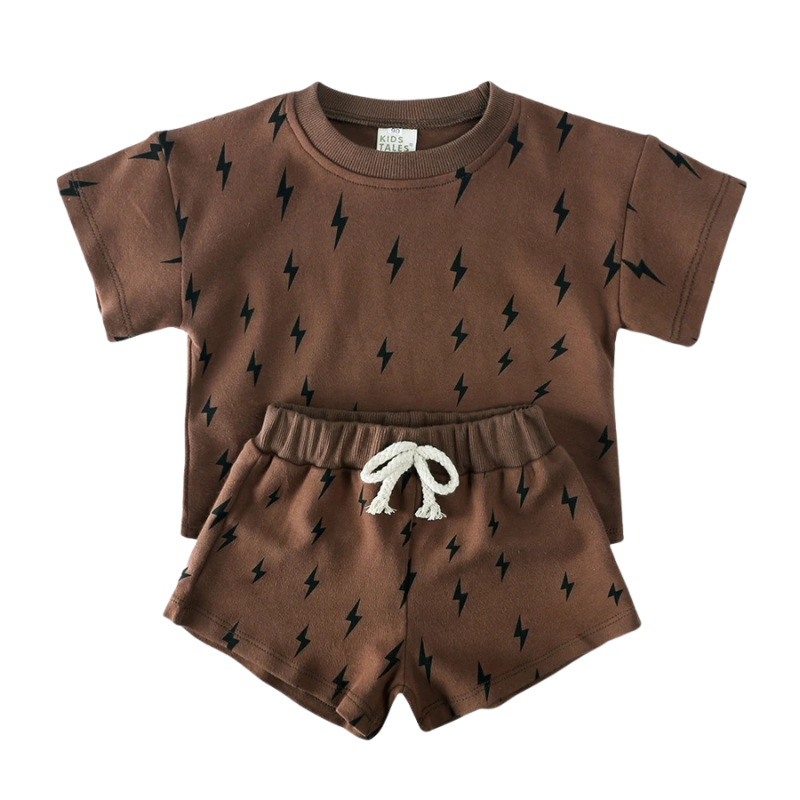 Ensemble T-shirt et Short Garçon Imprimé en Coton – Été
