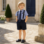 Ensemble de Cérémonie Enfant Rayé Bleu – Garçon & Fille