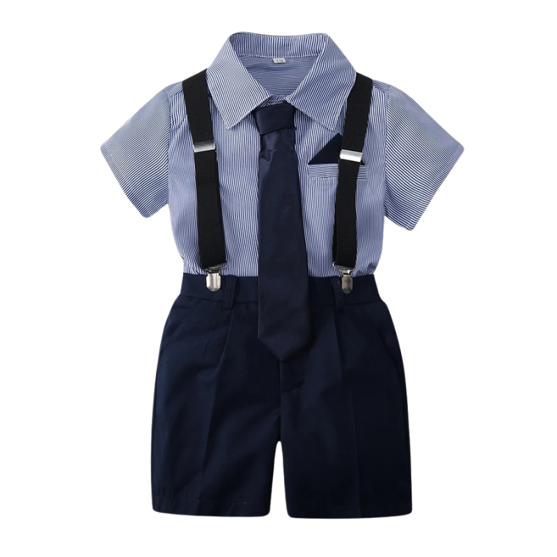 Ensemble de Cérémonie Enfant Rayé Bleu – Garçon & Fille