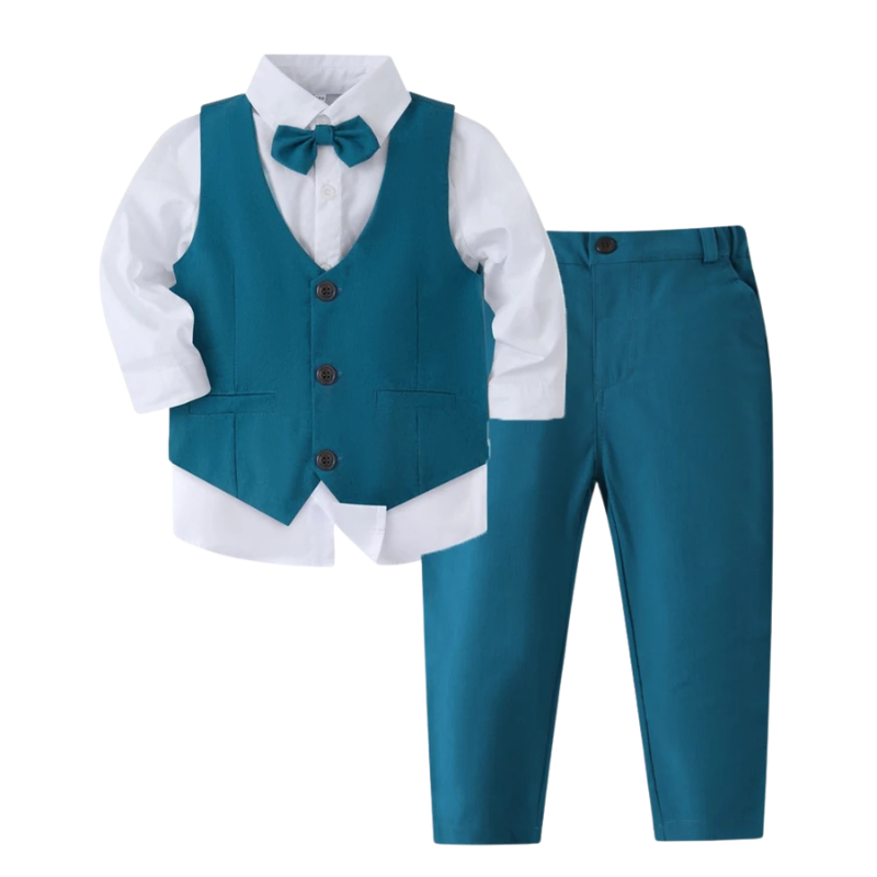 Ensemble de Cérémonie Garçon 4 Pièces avec Gilet, Pantalon, Chemise et Nœud Papillon