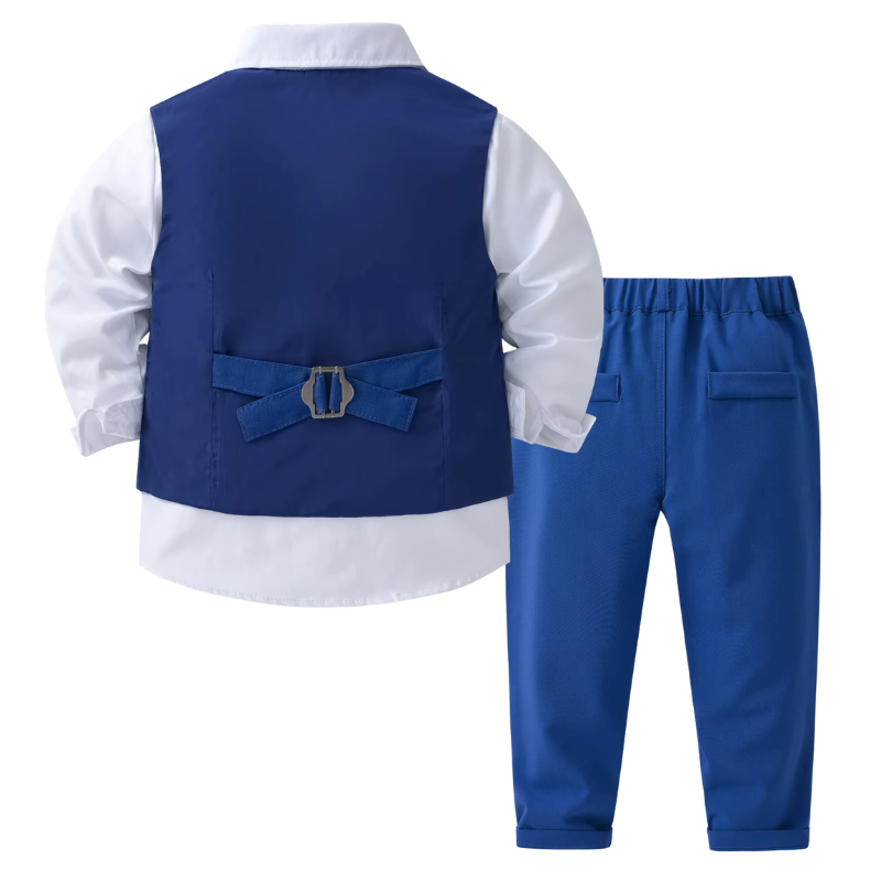 Ensemble de Cérémonie Garçon 4 Pièces avec Gilet, Pantalon, Chemise et Nœud Papillon