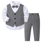 Ensemble de Cérémonie Garçon 4 Pièces avec Gilet, Pantalon, Chemise et Nœud Papillon