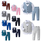 Ensemble de Cérémonie Garçon 4 Pièces avec Gilet, Pantalon, Chemise et Nœud Papillon