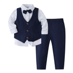 Ensemble de Cérémonie Garçon 4 Pièces avec Gilet, Pantalon, Chemise et Nœud Papillon