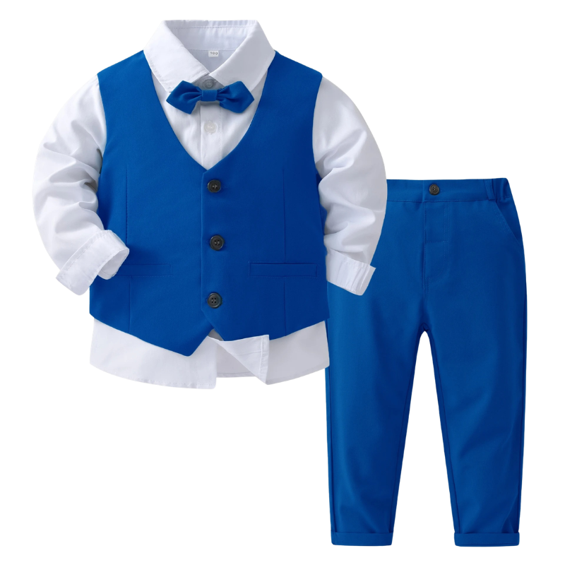 Ensemble de Cérémonie Garçon 4 Pièces avec Gilet, Pantalon, Chemise et Nœud Papillon