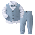 Ensemble de Cérémonie Garçon 4 Pièces avec Gilet, Pantalon, Chemise et Nœud Papillon