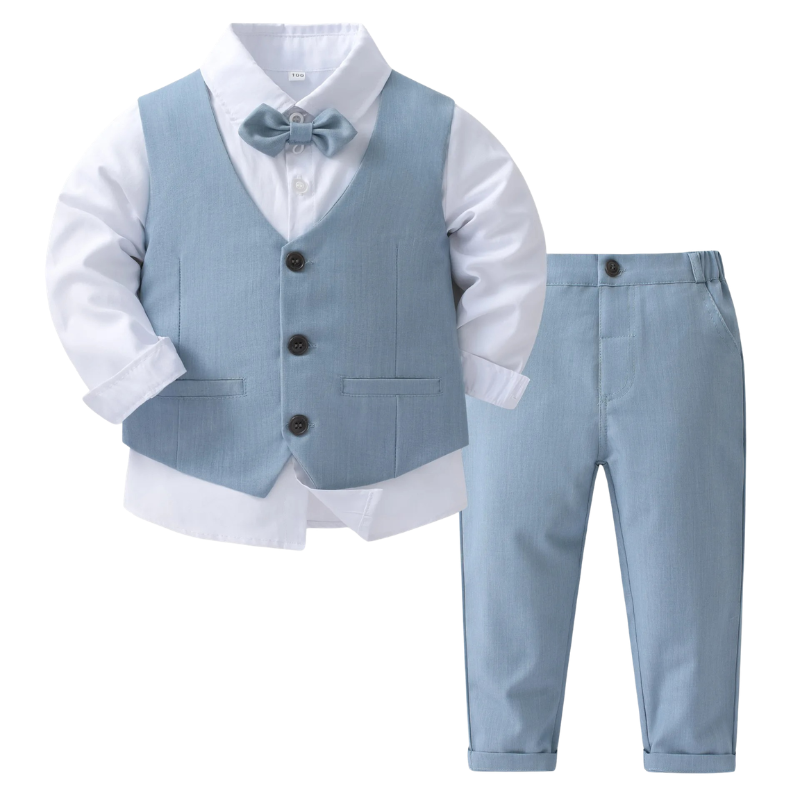 Ensemble de Cérémonie Garçon 4 Pièces avec Gilet, Pantalon, Chemise et Nœud Papillon