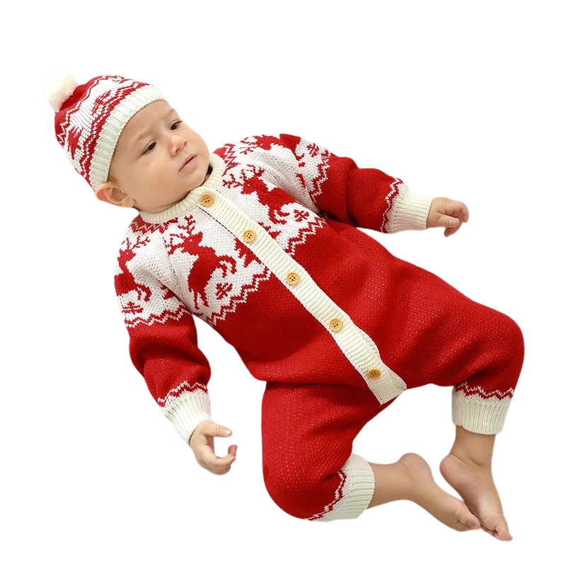 Ensemble de Noël pour Bébé Bambino – Combinaison et Bonnet Inclus
