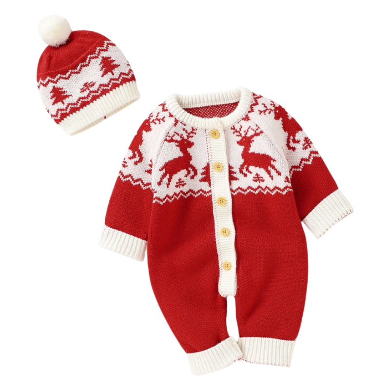 Ensemble de Noël pour Bébé Bambino – Combinaison et Bonnet Inclus