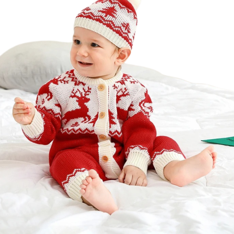 Ensemble de Noël pour Bébé Bambino – Combinaison et Bonnet Inclus