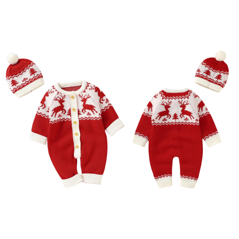 Ensemble de Noël pour Bébé Bambino – Combinaison et Bonnet Inclus