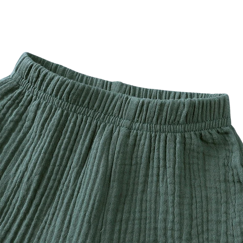 Ensemble en Lin à Manches Courtes Pour Enfants