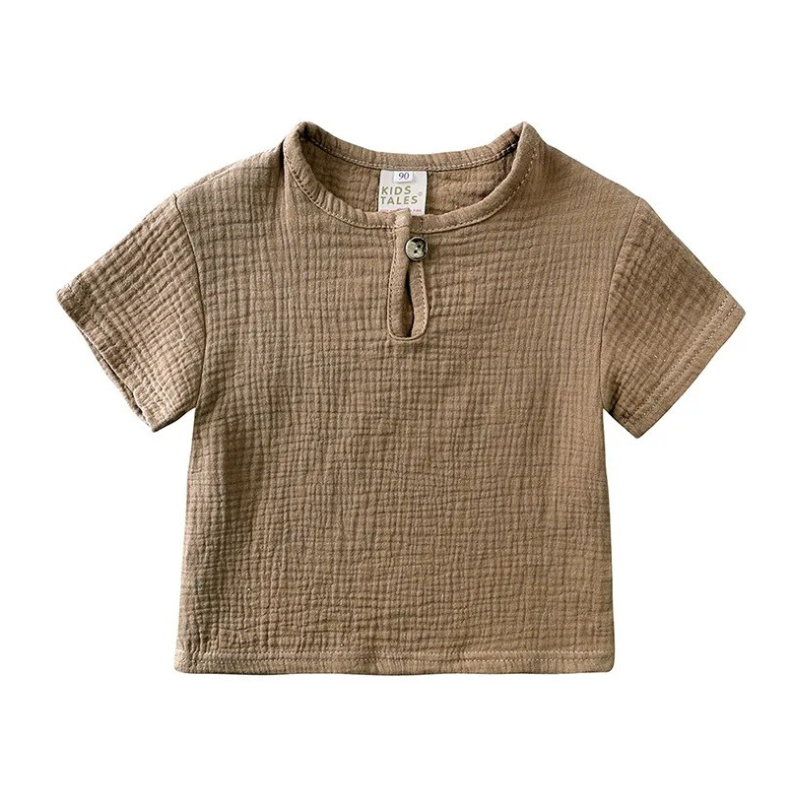 Ensemble en Lin à Manches Courtes Pour Enfants