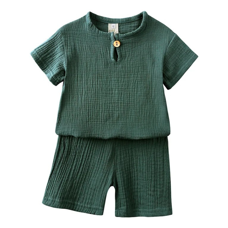 Ensemble en Lin à Manches Courtes Pour Enfants