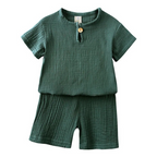 Ensemble en Lin à Manches Courtes Pour Enfants