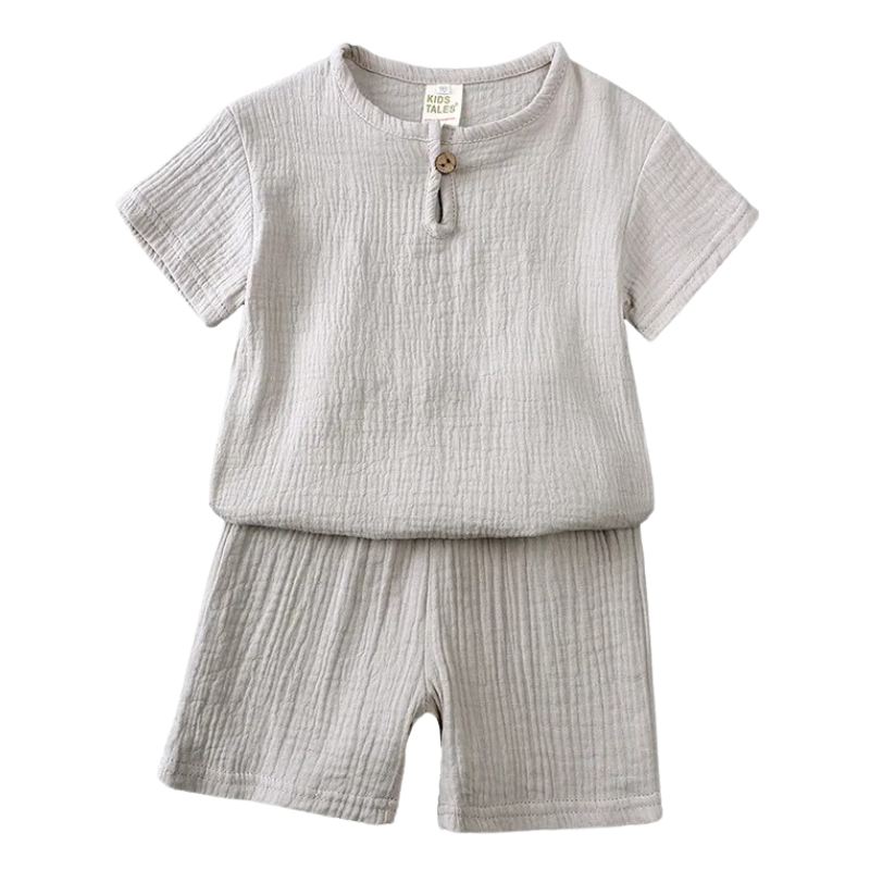 Ensemble en Lin à Manches Courtes Pour Enfants