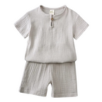 Ensemble en Lin à Manches Courtes Pour Enfants