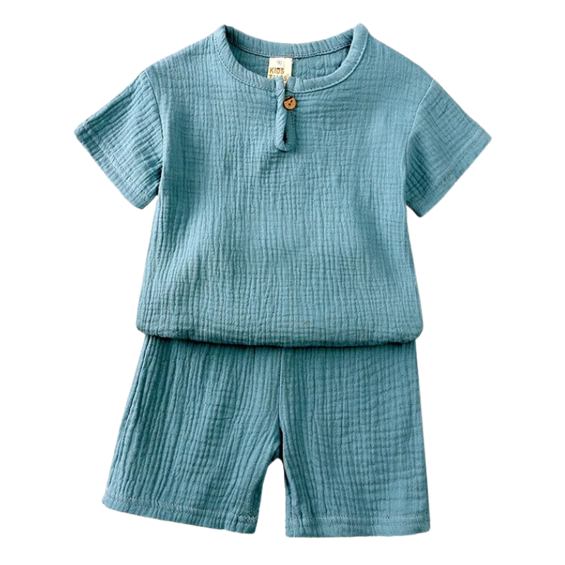 Ensemble en Lin à Manches Courtes Pour Enfants