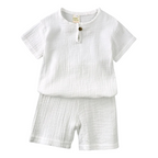 Ensemble en Lin à Manches Courtes Pour Enfants