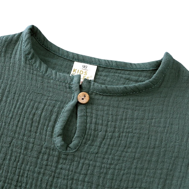 Ensemble en Lin à Manches Courtes Pour Enfants