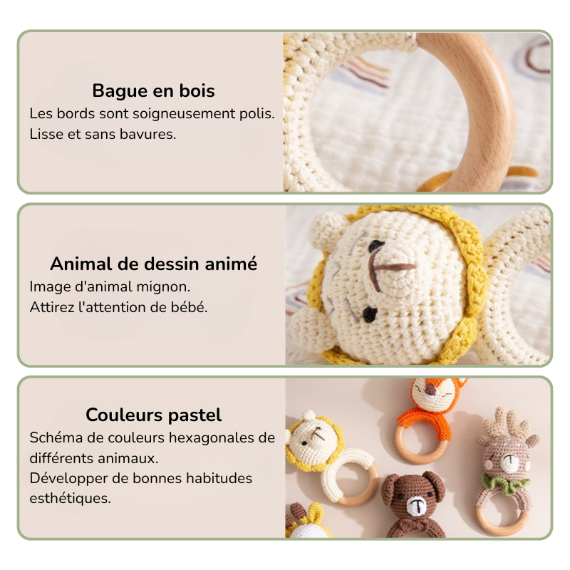 Hochet Douceur Sculpté pour Nouveau-Nés Bambino