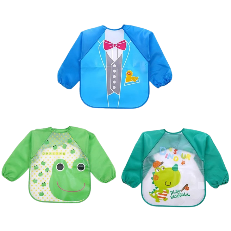 Lot de 3 Bavoirs Tablier Imperméables pour Bébé et Enfant