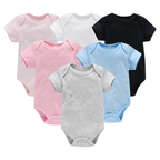 Lot de 3 Bodies Bébé Unis Unisexes à Manches Courtes – 100% Coton Doux