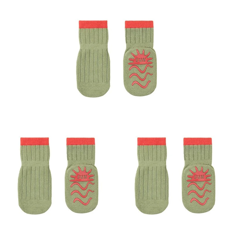 Lot de 3 Paires de Chaussettes Antidérapantes Mi-Mollet Pour Bébé