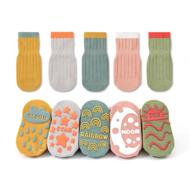 Lot de 3 Paires de Chaussettes Antidérapantes Mi-Mollet Pour Bébé