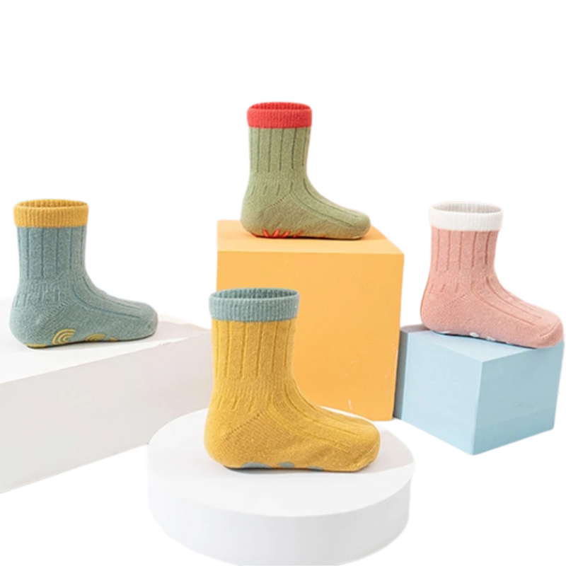Lot de 3 Paires de Chaussettes Antidérapantes Mi-Mollet Pour Bébé