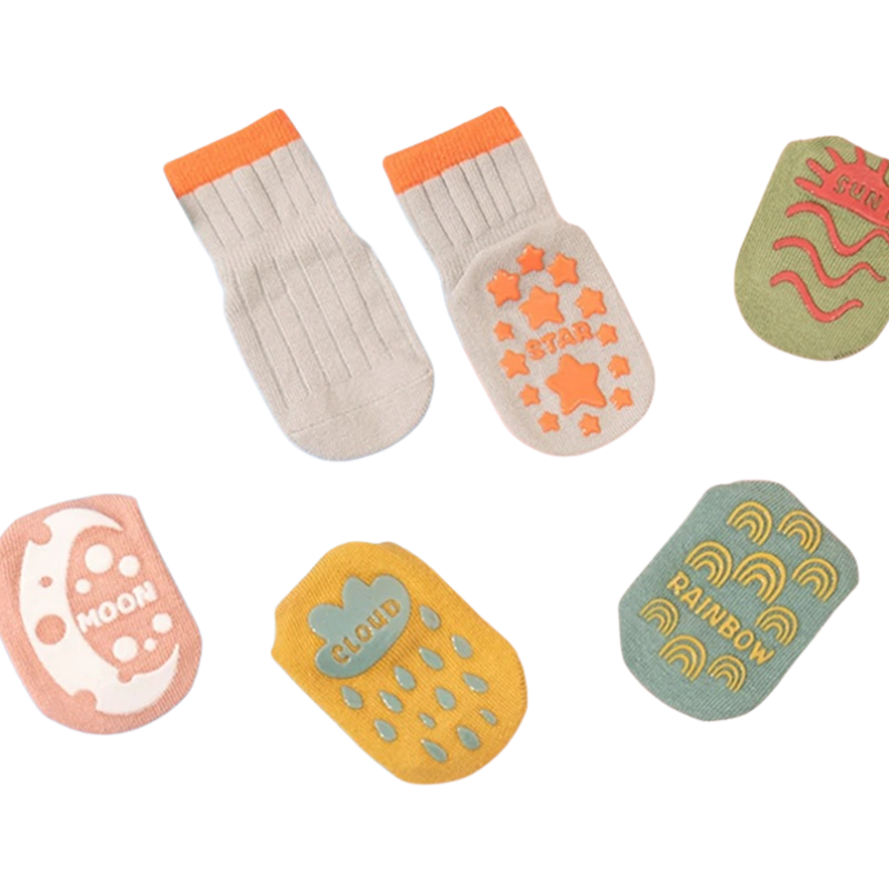 Lot de 3 Paires de Chaussettes Antidérapantes Mi-Mollet Pour Bébé
