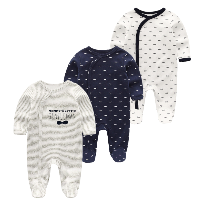 Lot de 3 Pyjamas Grenouillères pour Nouveau-né – Confort Absolu Jour et Nuit
