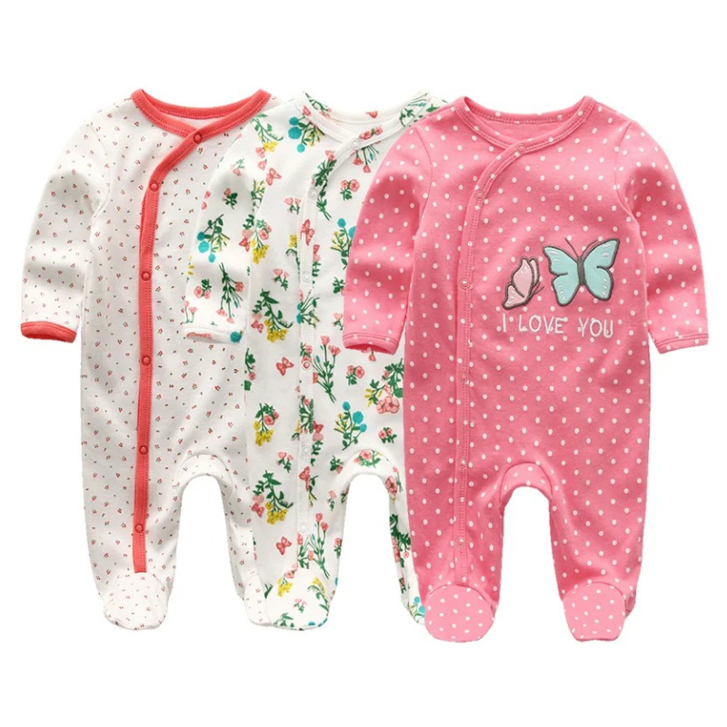 Lot de 3 Pyjamas Grenouillères pour Nouveau-né – Confort Absolu Jour et Nuit