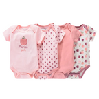 Lot de 4 Bodies Bébé Unisexe à Manches Courtes – Avec et Sans Motifs