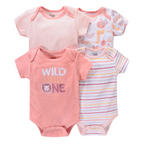 Lot de 4 Bodies Bébé Unisexe à Manches Courtes – Avec et Sans Motifs