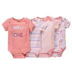 Lot de 4 Bodies Bébé Unisexe à Manches Courtes – Avec et Sans Motifs